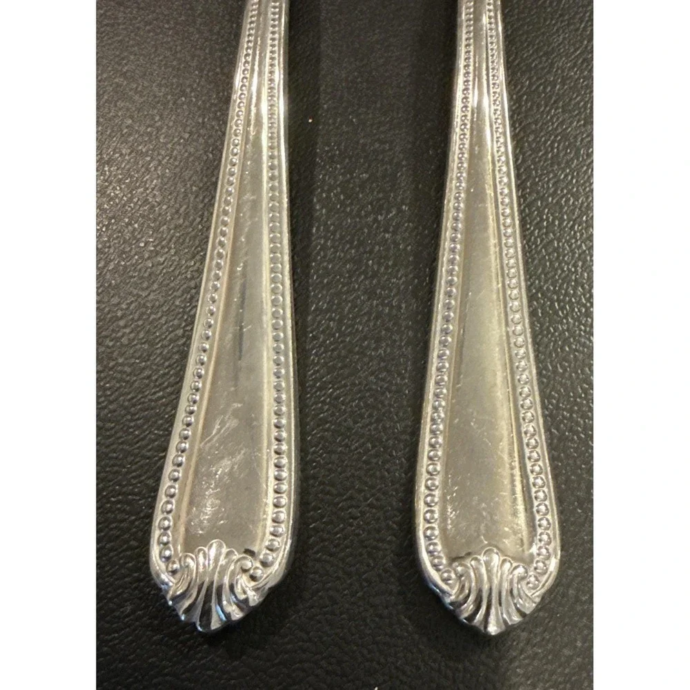Lenox Bead Plume Glossy Salad Fork Forks Set Of 2 Stainless Flatware
